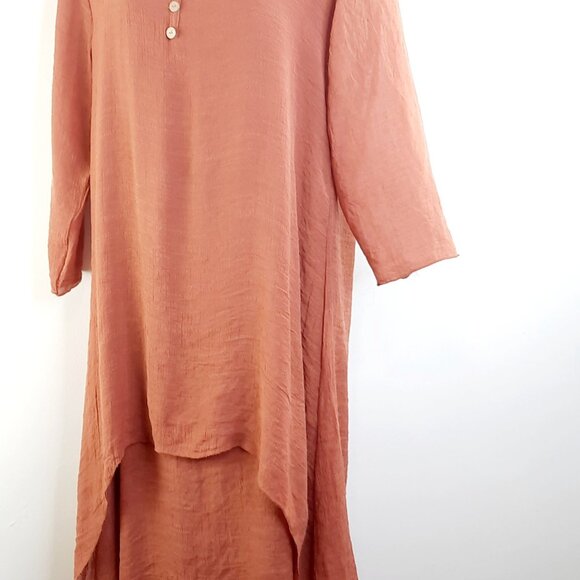 Large minimalist Copper Orange Long Sleeve Summer bohemian’s Tunic dress - Picture 7 of 7
